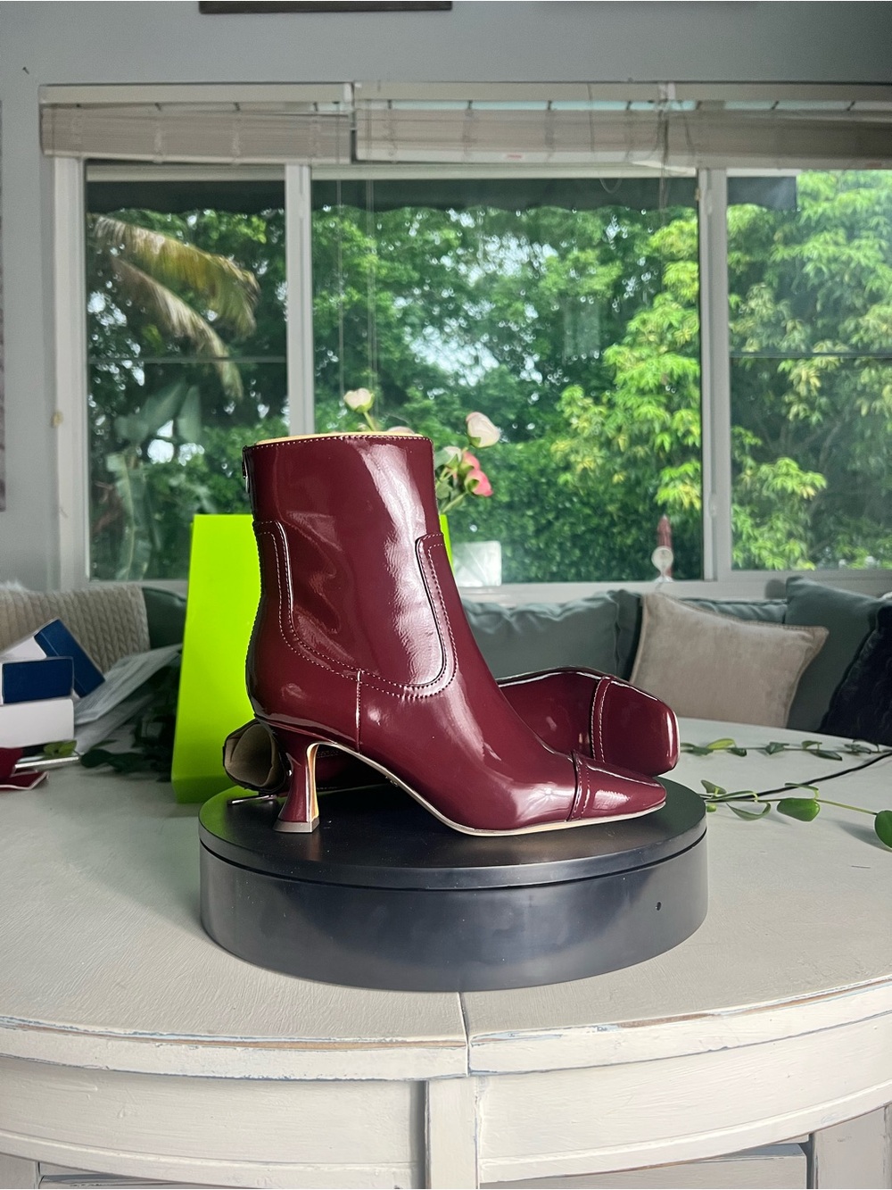 Sam Edelman Burgundy Patent Ankle Boots